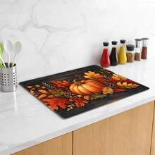 1pc Pumpkin Diatomaceous Earth Absorbent Welcome Mat, Christmas Halloween Decorative Rug, Multi-Purpose Mat For Stove, Coffee Station, Water Bar, Indoor/Outdoor Entryway, Front Door, Kitchen Home Decor Area - Multicolor - View 4