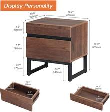Mesa auxiliar moderna con 2 cajones, mesa de sofá de granja con patas cuadradas de hierro negro, mesa auxiliar rústica de madera para sala de estar, mesita de noche para recámara, café, 17.7 pulgadas, con estructura estable y amplio almacenamiento - Marrón - Ver 11