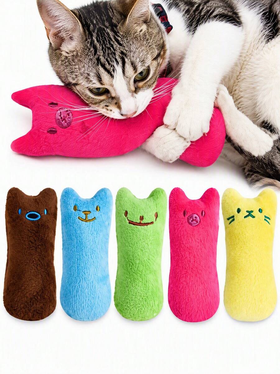 Soft Filled Catnip Toy With Crinkle Paper, Durable Chew Toy For Teeth Grinding, Funny Expression, Interactive, Suitable For Kittens And Pets, Mini Toy