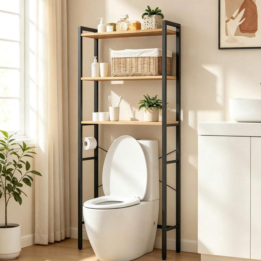 VASAGLE Over-The-Toilet Storage - Brown - View 1