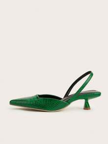 Women's Solid Color Unique Textured Design Elegant Comfortable Fashion Versatile New Pointed Toe Stiletto High Heels (Random Cut) - Green - View 5