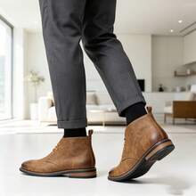 Men's Desert Boots, Classic Retro Derby Boots, Durable Anti-Slip Casual Commuter Ankle Boots - Brown - View 3