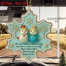 2D Flat Acrylic Snowman Friend Hanging Ornament, Winter Christmas Tree Decoration With "Thank You For Being In My Life" Text, Turquoise And Gold Snowflake Pattern Design, Suitable For Home, Office, Christmas Decoration - Mint Green - View 1