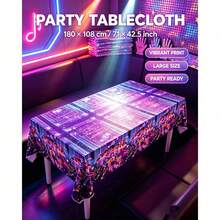 1pc Cartoon Character Theme Tablecloth, Christmas Decoration Set, Tablecloth, Party Happy Birthday Decoration, Yard Use, Room Decor, Perfect For Birthday Parties And Holiday Gatherings. Best Party Gift For Friends And Couples - Multicolor - View 3