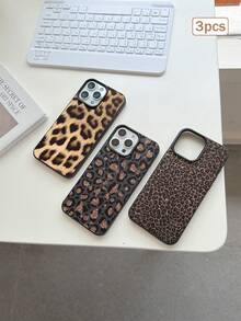2pcs Cool Leopard Print TPU Shockproof Full Coverage Precise Protection Case Compatible With Apple 11/12/13/14/15/16/16Pro/16ProMax/17/17pro/17ProMax/18pro 18ProMax - Multicolor - View 1