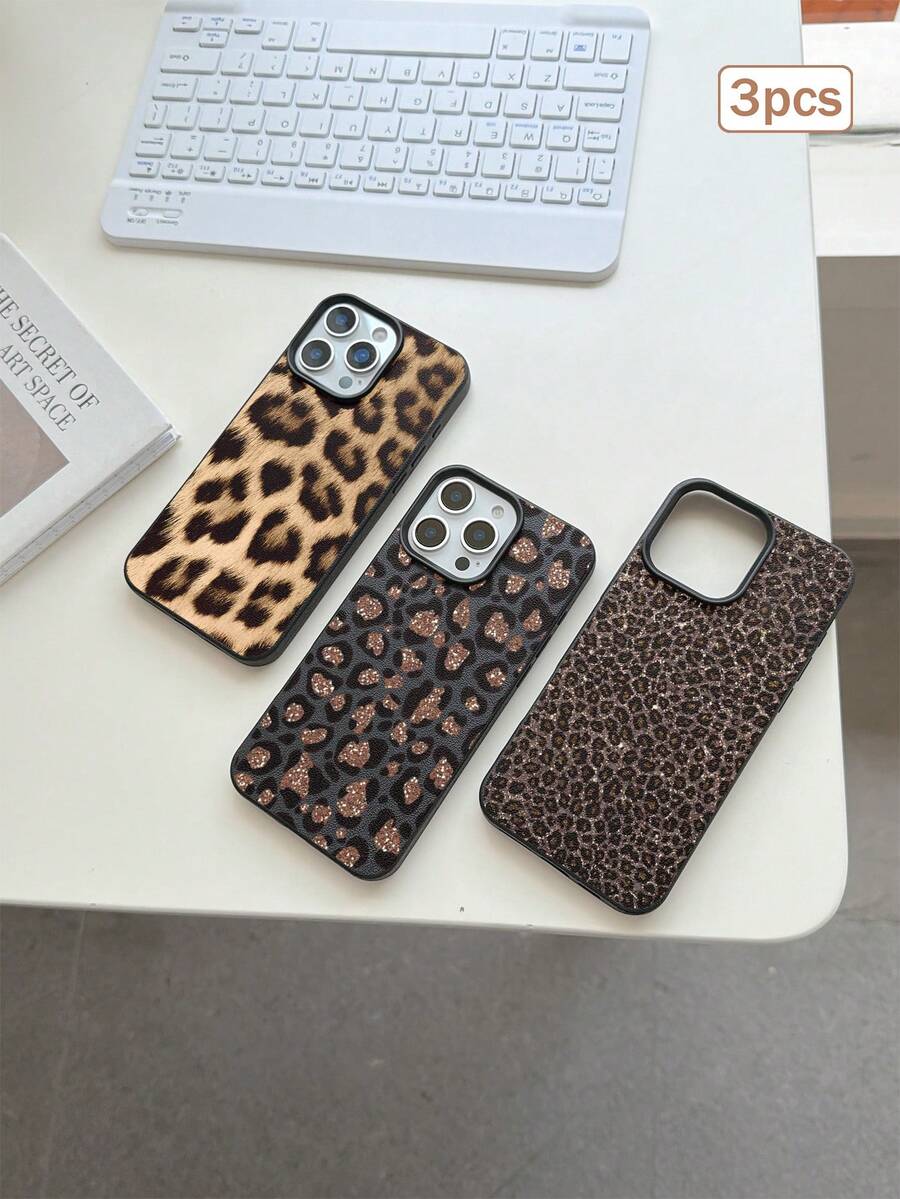 2pcs Cool Leopard Print TPU Shockproof Full Coverage Precise Protection Case Compatible With Apple 11/12/13/14/15/16/16Pro/16ProMax/17/17pro/17ProMax/18pro 18ProMax - Multicolor - View 1
