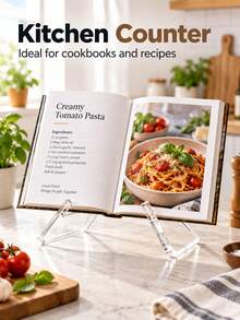 Clear Acrylic Book Stand, Transparent Cookbook Holder For Kitchen Counter, Open Book Display Stand For Reading, Recipe Books, Magazines & Menus, Space-Saving Desktop Book Holder - Clear - View 8