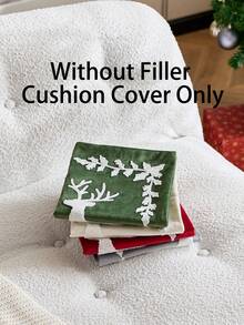 1pc Christmas Grey Reindeer Embroidered Pillow Case, Suitable For Indoor Decoration, Christmas Decor, All-Season Pillow Cover, Without Insert - Grey - View 3