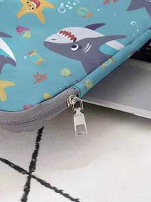 1pc Shark Sea Turtle Print Laptop Sleeve, Shockproof Zipper Notebook Protective Bag, Portable Computer Case For School Office Travel - Multicolor - View 4