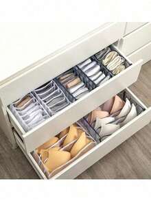 1/3pcs Foldable Storage Boxes, Grid Underwear Organizer Bags, 7-Compartment Drawer-Style Storage Boxes, Suitable For T-Shirts, Underwear Classification And Storage, Home Clothing Organization Essential, Christmas Gift Winter Holiday Necessity - Grey - View 10