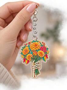 Keychain, Bag Charm, Hanging Accessory, For Bags Or Keys, Skull, Flower, Cat, Girls, Students, Casual Outing, Halloween, Christmas, Gift - Multicolor - View 3