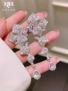 1 Pair Elegant Glamorous Cubic Zirconia Butterfly Tassel Earrings Suitable For Women's Ball Party - Silver - View 1