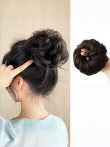 Curly Hair Bun Wig, Hair Padding, Top Bun, Back Bun, Voluminous Floral Bun - Multicolor - View 6