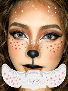 1pc Reindeer Face Tattoo Sticker, Christmas Freckle Tattoo Sticker, Cute Deer Shape Sticker, Waterproof, Christmas Sticker, Deer Makeup, Suitable For Holiday Party Costume Christmas Decoration - Multicolor - View 1