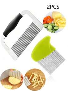 Large Wavy Slicer, Wavy Vegetable Cutter, Upgraded Stainless Steel Wavy Blade, Kitchen Wavy Slicing Tool With Shell, Suitable For Fruits, Vegetables, Salads, Carrots, Potatoes, French Fries - Multicolor - View 14