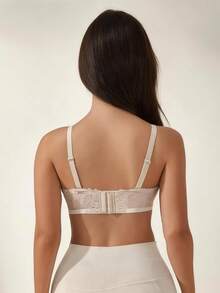 Lilivine Bra Tanpa Kawat dengan Bantalan Renda, Memperindah dan Mengangkat Belahan Dada, Cocok untuk Dada Rata, Nyaman - Sampanye - View 2