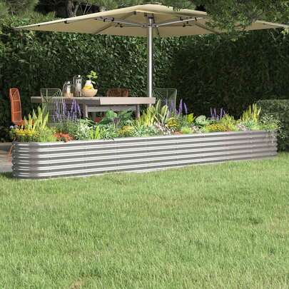 vidaXL Garden Raised Bed Galvanized Steel Silver