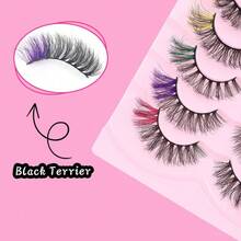 Fake Eyelashes, Colored Lashes Mink Eyelash With Color On End, 8 Pairs Fluffy Long Thick Colorful False Lash, 3d D Curl Salon Extensions Strip, Full Curly Eyelash Cat Fox Eye Lashes Pack For Christmas & Halloween - Multicolor - View 4