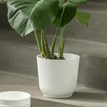 Thickened Slouchy Desktop Vertical Stripe Round Plastic Hydroponic Planter For Butterfly Orchid And Snake Plant, Anti-Ceramic Flower Pot, Minimalist Versatile Matte Solid Color, Suitable For Living Room, Bedroom, Office, Windowsill, Succulents And Pothos, Large And Small Sizes Available - Minimalist Flower Pot - View 9
