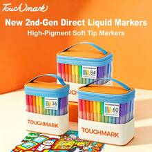 24/36/48/60/84 Colors Direct Liquid Automatic Ink Control Acrylic Markers, Rich Colors, Felt Tip (Soft Tip) Design, Flexible Brush Strokes, Suitable For Outlining Lines And Large Area Filling, Applicable To Canvas, Stone, Wood, Glass, Ceramic, Fabric And Other Materials For DIY Creation, Christmas Gift, Birthday Gift - Multicolor - View 2