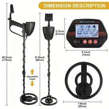 High Sensitivity Metal Detector MD4070, Adjustable Pole Waterproof Coil, Discrimination Mode LCD Screen, Outdoor Beach Treasure Gold Detector - Black - View 2