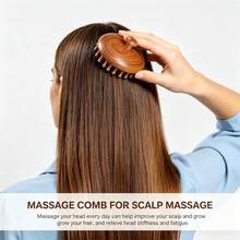 Set Sisir Pijat Kulit Kepala Kayu 4 Buah, Alat Pijat Gua Sha Kepala Kayu - Coklat - View 5