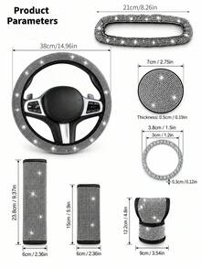 14pcs Shiny Rhinestone Seat Belt Shoulder Pads, Designed For Female Drivers, Sparkling Crystal Diamond Seat Belt Covers, Soft And Comfortable Car Interior Decor, Universal Fit For Most Car Models - Style a - View 8