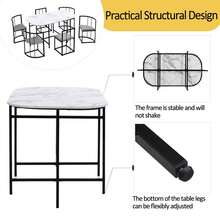 Flieks Six-Chair Dining Table Set: (White Table, Chairs With Backrests And Gray Cushions, Black Iron Frame), Dining Room Table And Chair Set, Modern Dining Table Combination - Black - View 7