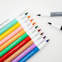SASPOO 60/48/36/24/12 Colors Glitter Markers, Colorful Markers, Coloring Markers Set, Suitable For Painting, Illustration, Handicrafts, Back To School Season For Coloring Books And Other DIY Projects, Applicable To Paper, Fabric, Wood, Rock, Plastic, Glass, Ceramic, Pumpkin, Metal, Etc., Easter, Thanksgiving, Halloween, Christmas Gifts And Supplies - Multicolor - View 7
