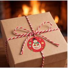 1pc Christmas Vintage Cartoon Round Self-Adhesive Sticker Roll, Snowman & Santa Claus Pattern Decorative Stickers For Water Cups, Storage Jars, Holiday Atmosphere - Multicolor - View 3
