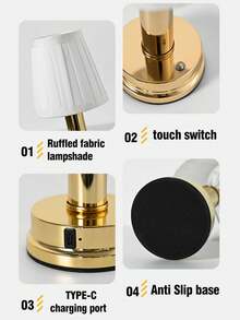 1 件 USB 可充电 LED 布艺台灯，内置 1800mAh 可充电电池，可长时间运行，3 种色温模式可调光触摸控制灯，庭院花园户外灯，便携式可移动床头灯，适用于书房客厅卧室，时尚设计餐厅氛围灯，户外活动野餐露营灯 - 可移動充電檯燈 - 查看 10