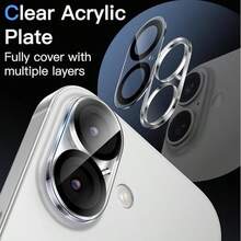 1 قطعة فيلم حماية عدسة الكاميرا عالي الدقة متوافق مع Apple Duo/18 Pro Max/18 Pro/17 Pro Max/17 Pro/17، ملصق حماية العدسة، وسادة حماية العدسة، مقاوم للخدش ومقاوم للسقوط ومقاوم للماء، فيلم حماية عدسة من الزجاج المقسى بصلابة 9H، وضوح عالي، زجاج متين، مقاوم للخدش ومقاوم للسقوط، خالي من الفقاعات، سهل التركيب، تغطية كاملة، التصاق قوي، فيلم حماية عدسة الكاميرا - شفاف - مشاهدة 7