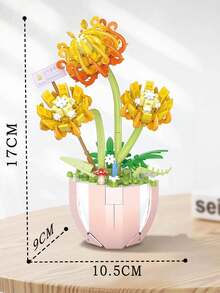 Bộ 388 khối xây dựng hoa cúc, mô hình bonsai cây cảnh chậu hạt nhỏ mini, bộ sưu tập cây hoa trang trí DIY chân thực - 1 mảnh - Xem 3