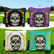 Golf Mallet Putter Cover, Sugar Skull Embroidered Square Putter Headcover, Premium PU Leather Magnetic Closure Golf Club Head Cover For Mallet Putters, Golf Gift For Men Women - Skull Mallet - View 2