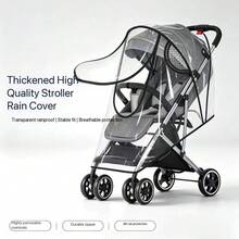 Transparent Rain Cover For Baby Stroller, Windproof Cover With Front Opening For Holding Baby, Compatible With Medium And Large Baby Strollers, Folding Strollers, High-View Strollers - Multicolor - View 1