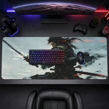 1pc Dark Fantasy Dragon Gaming Mouse Pad, Black Gray Red Abstract Warrior Artwork, Large Extended Desk Mat For Keyboard And Mouse, Non-Slip Computer Desk Pad For Gaming Room And Office Setup - View 3