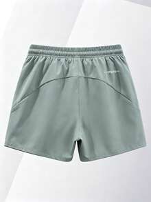 Men's Sports Shorts, Quick-Dry Breathable Drawstring Elastic Waist Running Fitness Shorts, Beach Basketball Shorts, Color Block Design Summer - Mint Green - View 4