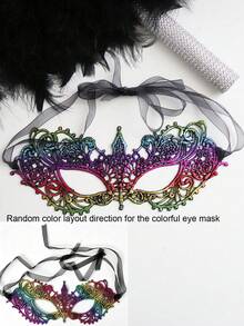 1pc/2pcs/5pcs - Colorful Lace Eye Mask, Bar Party Masquerade Accessory, Half Face Party Performance Accessory, Fake Princess Mask - Multicolor - View 9