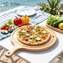 7‑14 Inch Home Round Wooden Pizza Board With Handle, Baking Serving Tray, Hanging Cutting Board For Bread Fruit Cheese - View 3