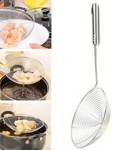 1pc Stainless Steel Spider Web Shaped Strainer Spoon, Professional Kitchen Pasta Strainer Spoon With Long Handle - Deep Fryer Strainer - Asian Filter Spoon, For Cooking And Frying, Restaurant, Home - Kitchen Tool - Multicolor - View 9