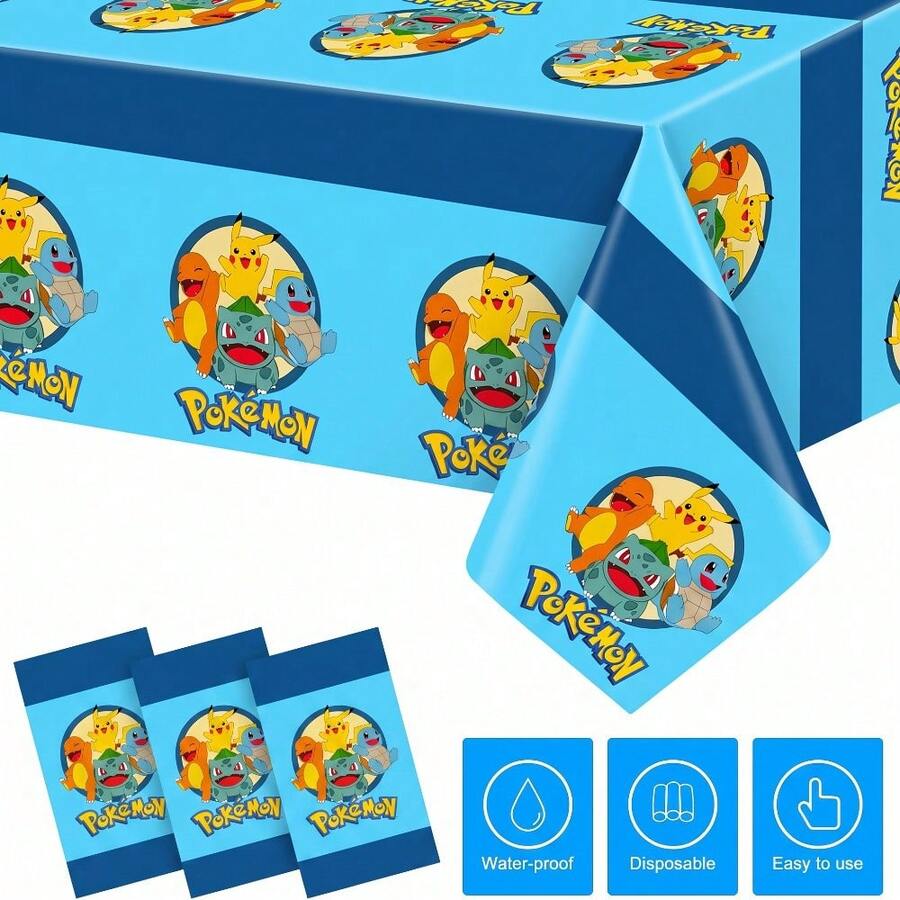 3pcs/1pc Cartoon Anime Character Theme Tablecloth, Christmas Decoration Set, Tablecloth, Party Happy Birthday Decor, Yard Use, Room Decoration, Perfect For Birthday Parties And Holiday Gatherings. Best Party Gift For Friends And Couples - Multicolor - View 1