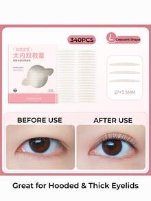 GUOXIAONIU 400PCS Invisible Eyelid Tape, Instant Bigger Eyes, Works For All Eye Shapes, Non-Reflective Before & After Makeup, Invisible With Eyes Closed, 12H Oil Sweat Resistant, Beginner Friendly - Multicolor - View 2