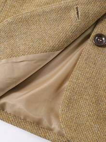 Vintage Khaki Premium Autumn/Winter Blazer Jacket With Buttons, Long Sleeve, Academic Office Daily Wear, Spring/Autumn - Khaki - View 7