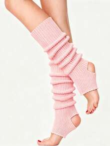 1 Pair Women Ribbed Knit Cutout Leg Warmers, Soft Stretch Slouchy Solid Leg Covers, Y2K Style Leg Warmers For Fall Winter Daily Wear - Multicolor - View 20