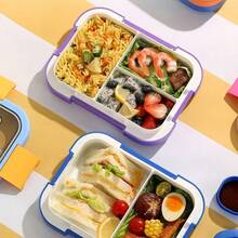 1pc Minimalist Student Lunch Box 304 Stainless Steel Divided Compartment Sealed Portable Fruit Meal Box For Office Workers - Multicolor - View 6