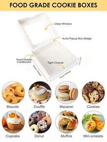 6pcs/1pc Kotak Roti Jendela, Kotak Pai, Kotak Kue Kering, Kotak Cokelat Stroberi, Kotak Kue/Cocok Untuk Pernikahan/Ulang Tahun/Natal/Liburan - Putih - View 6