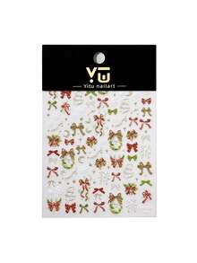 1 Sheet Christmas Nail Stickers, Gold Foil Bow & Snowflake Design, Self-Adhesive Nail Art Decorations For Winter - Multicolor - View 6