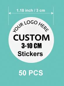 1/20/50/100/500pcs 3-10cm Customized Personalized Waterproof Round Stickers For Business Logo, Suitable For Various Occasions, Photos, Images, Labels, Custom Logo Stickers, Circle Label Stickers, Custom Sticker Logos, Thank You Sticker - White - View 14