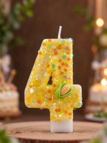 Glitter Number Birthday Candle 0-9 W/ Cute 3D Mini Corn Decor & Free Wax Drip Protector, Sparkly Yellow Digit Cake Topper, Farm Harvest Theme Cake Candle For Fall Thanksgiving Kids Birthday Party Decoration - Multicolor - View 11