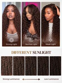 Deep Curly 13x6 Lace Frontal Wig, Dark Brown 100% Human Hair, Glueless Wig With Drawstring, Transparent Lace, Pre-Plucked Hairline, Natural Hairline, Breathable Cap, Beginner Friendly - S4 - View 10